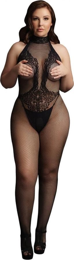 Visnet en Kanten Bodystocking - Plus Size — thumbnail 1