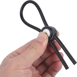 Banoch | Verstelbare Lasso Cockring | Zwart Siliconen | One Size | penisring — thumbnail 1