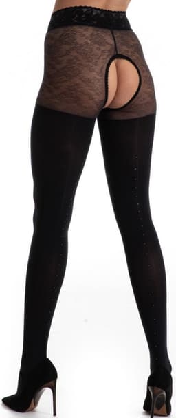 Panty open Kruis - 60/30 Denier - Kleur: Zwart - Maat: L/XL - Model: Blackdiamond - Merk: Amour — thumbnail 3