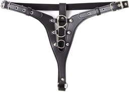 Nooitmeersaai - Harnas Vrouw - PU Leer - Kuisheidsgordel Met Ringen - Zwart - One Size - Bondage Harnas - BDSM - Kuisheid — thumbnail 1