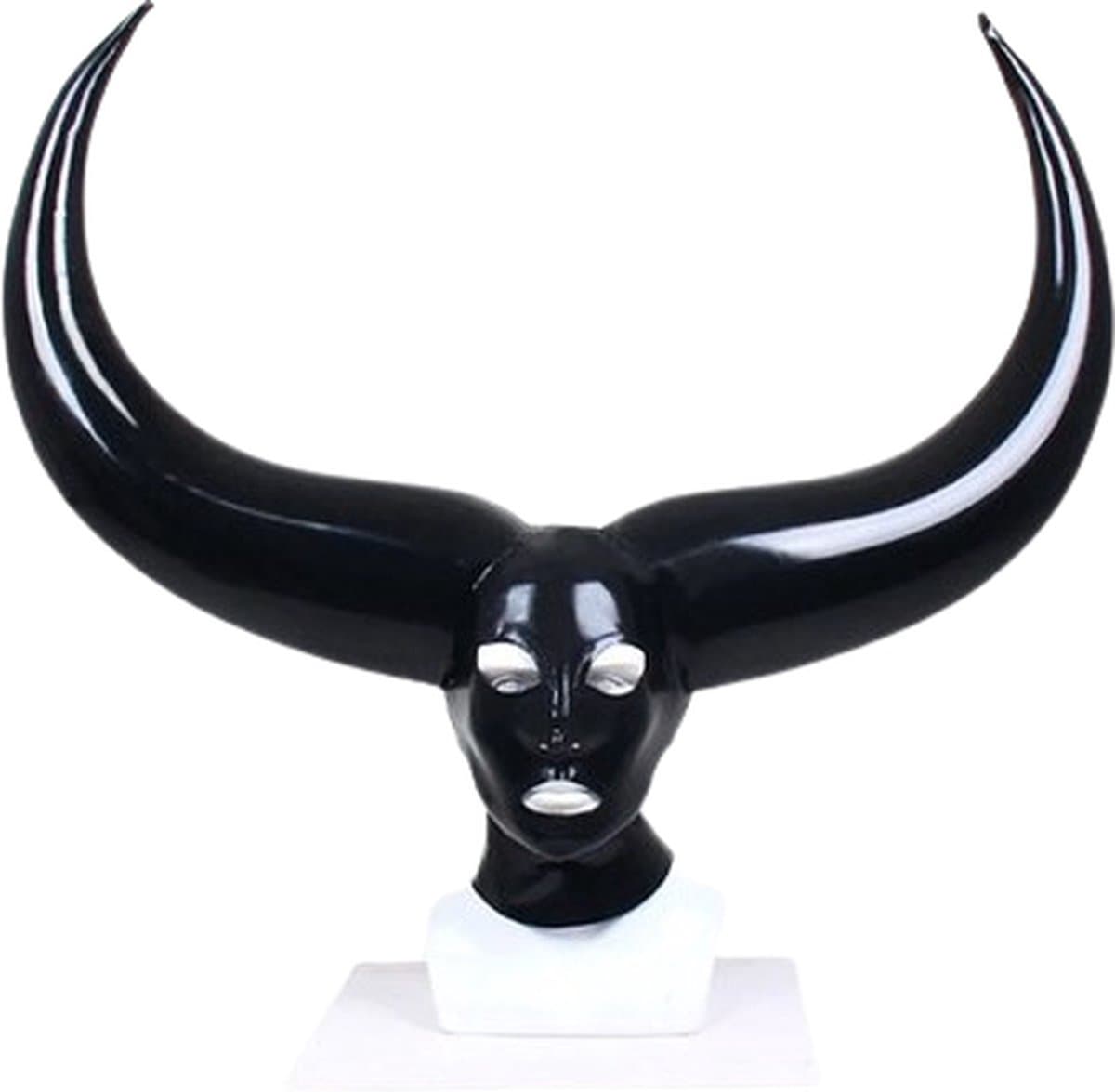 Demonen Masker - 100% Latex - Rollenspel - BDSM - Zwart — afbeelding 1