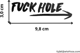 Fuck Hole - erotische tijdelijke tattoo - neptattoo volwassenen - erotiek vrouwen - sexy plaktattoo - adult temporary tattoo — thumbnail 2