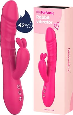 MyFantasy® Stotende Rabbit Vibrator - Verwarmbaar - Pulsing Clitoris en G-spot Stimulator - Vibrators voor Vrouwen Realistisch - Sex Toys voor Koppels - Kamasutra Seksspeeltjes - Tarzan Vibrator Dildo - Roze — thumbnail 1
