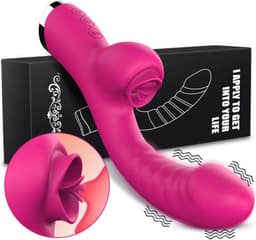 Roze Dubbele Penetratie Vibrator - Luchtdruk Vibrator - Clitoris & G Spot stimulator - Krachtig - Vibrators - Vibrators voor vrouwen - Sex toys - Vibrator-Discreet Bezorgde -Licking Sucking - sex speeltjes vrouw — thumbnail 1