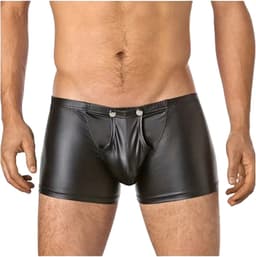 LekkerStout PU Lederen Boxershort - Open Kruis - Zwart - Sexy Herenondergoed | M | ( LS154 ) — thumbnail 2