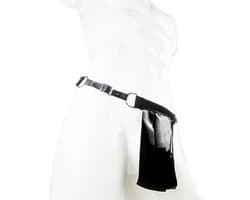BamBella® String Man -Maat S/M - sexy ondergoed Lingerie Heren -Open voorkant onderbroek Datex (Mix latex en stof) - Zwart mannen string Imitatie leer SM BDSM kleding