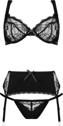 Christine le Duc - 3 delige BH set - Lingerie Erotisch - Jarretelgordel - Marzia - Zwart - S/M — thumbnail 3