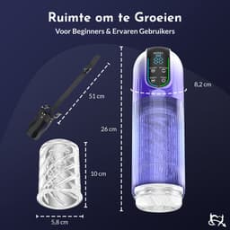 Toys Hub® Automatische Masturbator MAX met Strap & Glijmiddel - E-book – LED scherm – Water Massage - Pocket Pussy - Blowjob Simulator - Elektrisch - Sex Toys voor Mannen Zelf Aftrekken — thumbnail 3