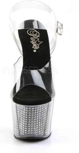 Pleaser - ADORE-708SRS Sandaal met enkelband, Paaldans schoenen - Paaldans schoenen - 37 Shoes - Zilverkleurig/Transparant — thumbnail 2