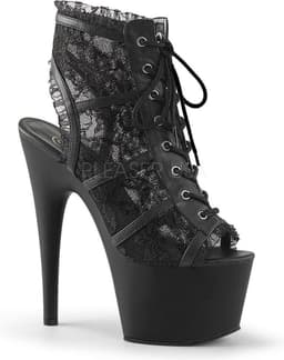 Adore-796LC plateau peeptoe enkellaars met kant en stiletto hak zwart - (EU 39 = US 9) - Pleaser — thumbnail 1