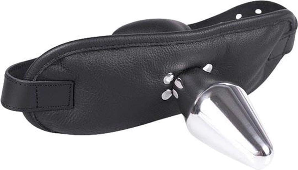 Mondknevel met buttplug- zwart — afbeelding 1