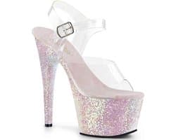 Pleaser - ADORE-708LG Sandaal met enkelband, Paaldans schoenen - Paaldans schoenen - 41 Shoes - Roze/Transparant