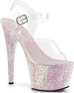 Pleaser - ADORE-708LG Sandaal met enkelband, Paaldans schoenen - Paaldans schoenen - 41 Shoes - Roze/Transparant — thumbnail 1