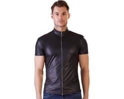Wetlook heren shirt met rits - Maat S