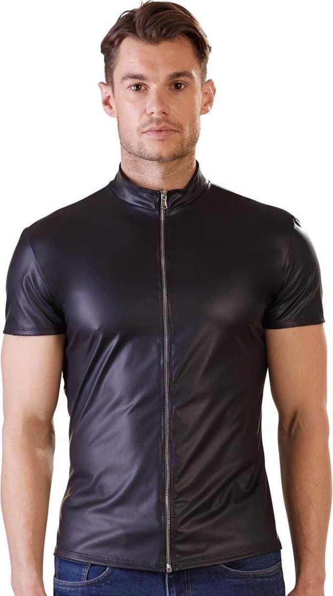 Wetlook heren shirt met rits - Maat S — afbeelding 1
