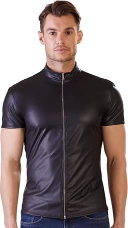 Wetlook heren shirt met rits - Maat S — thumbnail 1