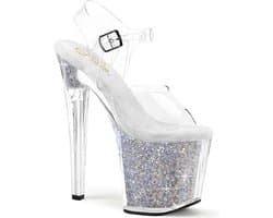 Pleaser - ENCHANT708RSI Sandaal met enkelband, Paaldans schoenen - US 8 - 38 Shoes - Transparant/Zilverkleurig