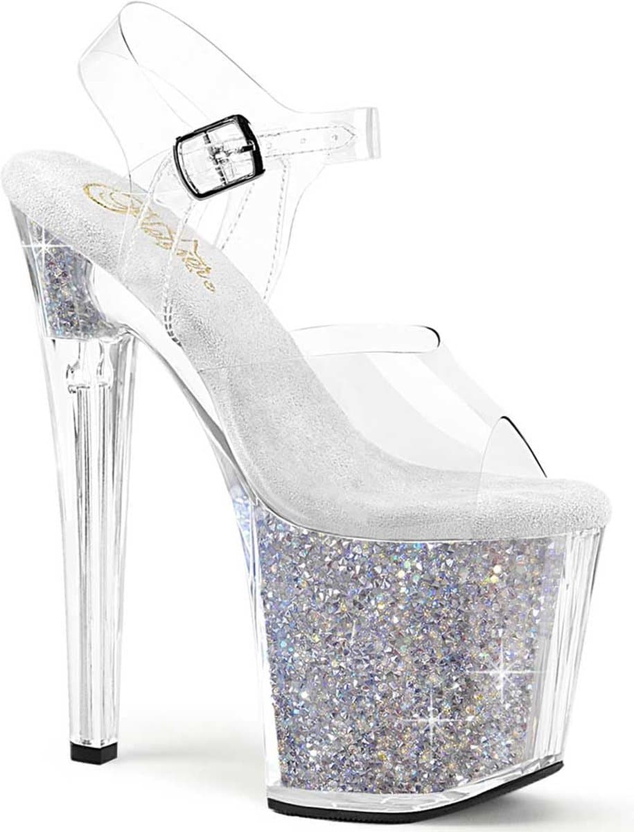 Pleaser - ENCHANT708RSI Sandaal met enkelband, Paaldans schoenen - US 8 - 38 Shoes - Transparant/Zilverkleurig — afbeelding 1
