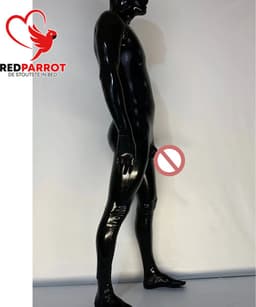 PVC Bodysuit wetlook - PU Leder - Gesloten penis sleeve - Masker - Full body — thumbnail 3