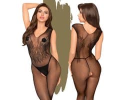 Penthouse Lingerie Wild Catch - Erotische Catsuit - Maat XL - Zwart