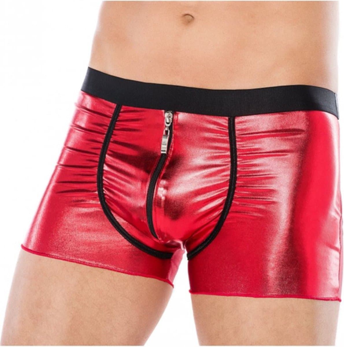 Andalea heren boxershorts rood van wetlook materiaal met ritssluiting 4XL/5XL — afbeelding 1