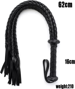 Multistring Seks zweep Deluxe 78 CM - Seks - Sex - Sekszweep - SM - BDSM - Zwart - Leer - Leder — thumbnail 3