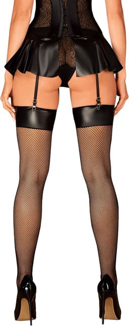 Sexy zwarte kousen L/XL Wetlook rand — thumbnail 3