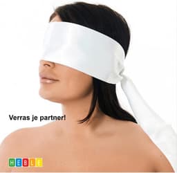 *** Bondage Blinddoek - Wit - 150 cm x 10 cm - Nylon - Bdsm - Plagen Stout - van Heble® *** — thumbnail 1