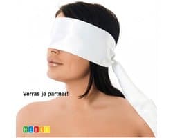 *** Bondage Blinddoek - Wit - 150 cm x 10 cm - Nylon - Bdsm - Plagen Stout - van Heble® ***