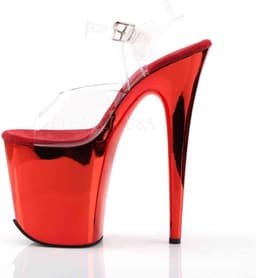 Pleaser - FLAMINGO-808 Sandaal met enkelband, Paaldans schoenen - Paaldans schoenen - 37 Shoes - Rood/Transparant — thumbnail 3