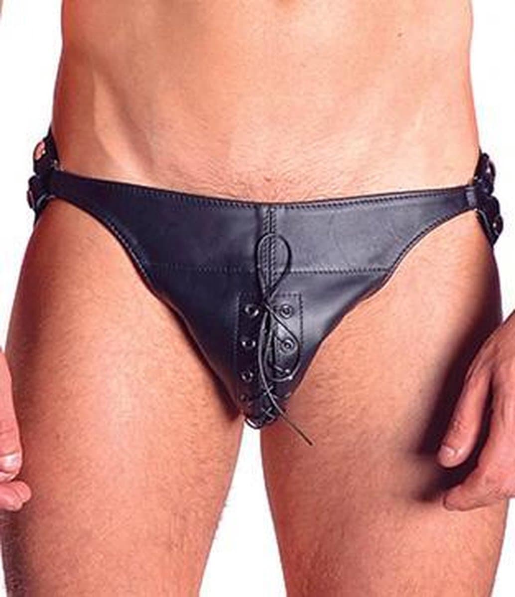 Mister b leather posing pouch one belt laced — afbeelding 1