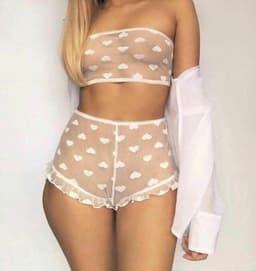 Lingerie setje - Zwart met Hartjes - Sexy Kanten Ondergoed - Large — thumbnail 4