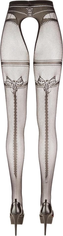 Cottelli Collection – Hold Up Kousen met Open Kruis voor Gemakkelijk Toegang -Maat S/M - Zwart — thumbnail 3