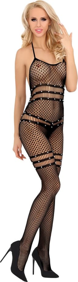 Livco Corsetti - Erotische Bodystocking / Catsuit met Open Kruis - Sexy Lingerie - Erotische Lingerie - Maat S t/m L - Nintarim — thumbnail 1
