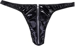 Heren Slip met Rits - Latex Look - String Zwart - Sexy Design - Mannen String - Ondergoed Maat L — thumbnail 4