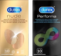 Durex - 20 Condooms - Nude Extra Lube 10st - Condooms Performa 10st — thumbnail 1