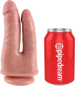 Pipedream King Cock Dubbele Dildo Double Penetrator met Zuignap - 22cm - beige — thumbnail 5