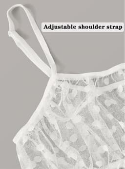 Finnacle - "Sexy Lingerie Erotische Ondergoed Wit Polka Dot Mesh Franje Trim Lace Lingerie Set Top Kant Onzichtbare Beha Voor Vrouwen" — thumbnail 2