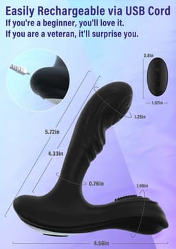 Paloqueth - Prostaat Vibrator Mannen - Anaal Vrouw - Met Afstandsbediening - 12 Vibratie Standen - Buttplug - Erotiek - Stimulator – Anaal Dildo - Waterdicht - Sex Toys - Zwart -USB Oplaadbaar - anaal vibrator - gratis glijmiddel — thumbnail 2