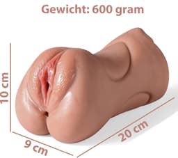 Quick Relief Vanessa™ - Blowjob Masturbator - Pocket Pussy - 3 in 1 Blowjob, Vagina & Anus - Sex Toy voor Mannen - voor Heren - Stroker - Seks - 20 cm - Bruin — thumbnail 2