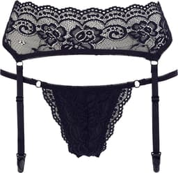 Cottelli Collection – Sierlijke Jarretel Gordel met Passende String voor de Spannende Vrouw – Maat M – Zwart — thumbnail 2
