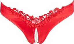 Cottelli Collection – Riostring met Fijn Borduurwerk met Open Kruis voor Intieme Aandacht – Maat XL – Rood — thumbnail 4