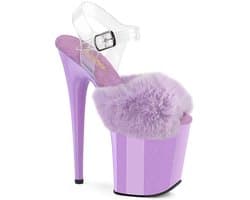 Pleaser - FLAMINGO-808FUR Sandaal met enkelband, Paaldans schoenen - US 6 - 36 Shoes - Paars