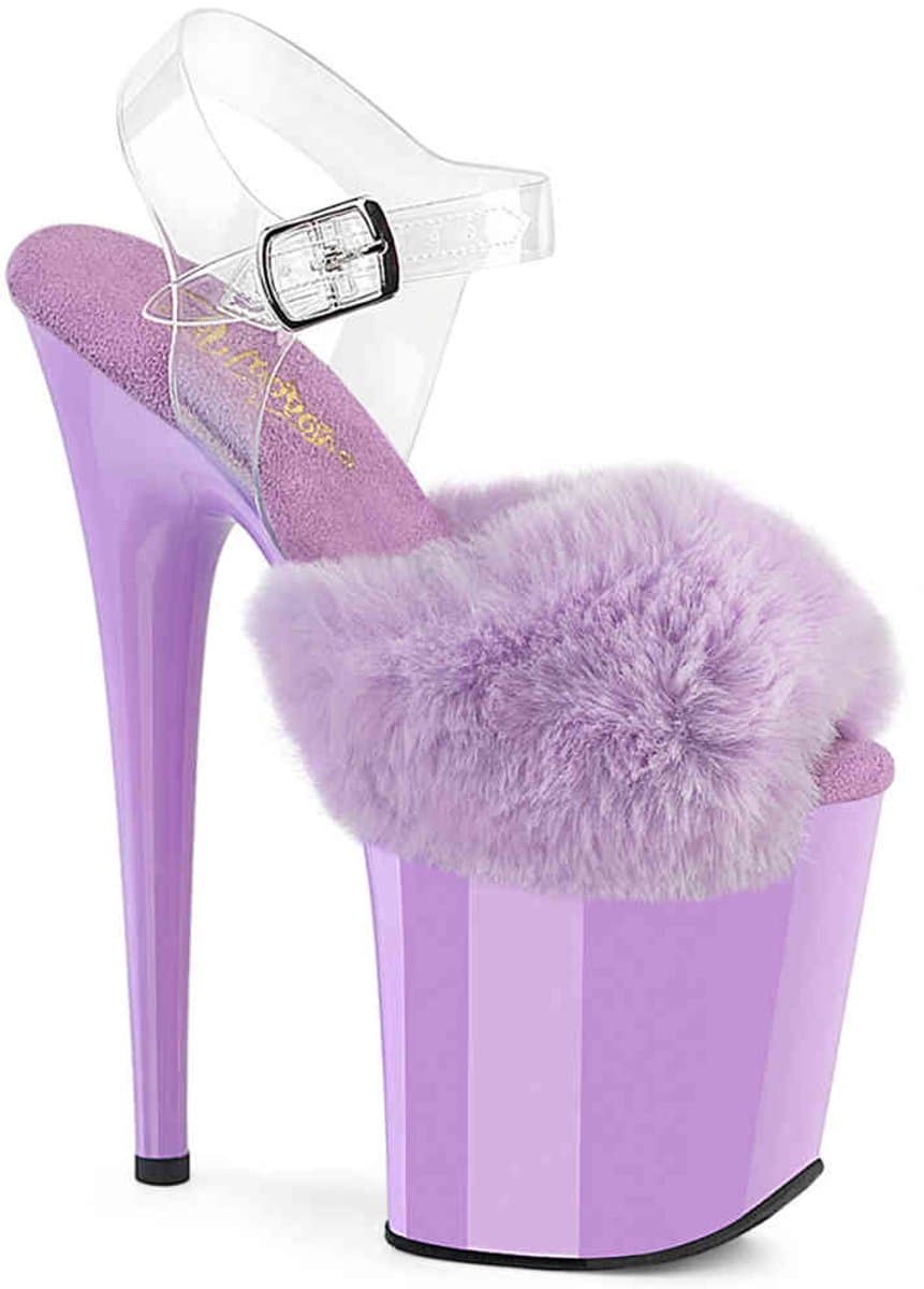 Pleaser - FLAMINGO-808FUR Sandaal met enkelband, Paaldans schoenen - US 6 - 36 Shoes - Paars — afbeelding 1