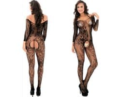 Jumada's - Geef haar een cadeau waar ze nooit meer omheen kan: Sexy Open Bodystocking, Erotische Body Panty, Sexy Catsuit met Open Kruisje