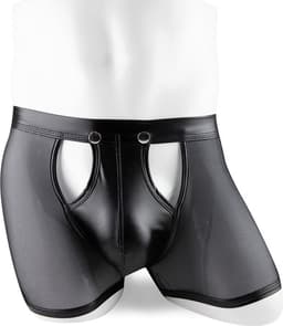 PleazureX Leren boxer met losmakende kruis - opwindend - nachtclub - sexy - doorschijnend - heren lingerie - Maat L — thumbnail 2