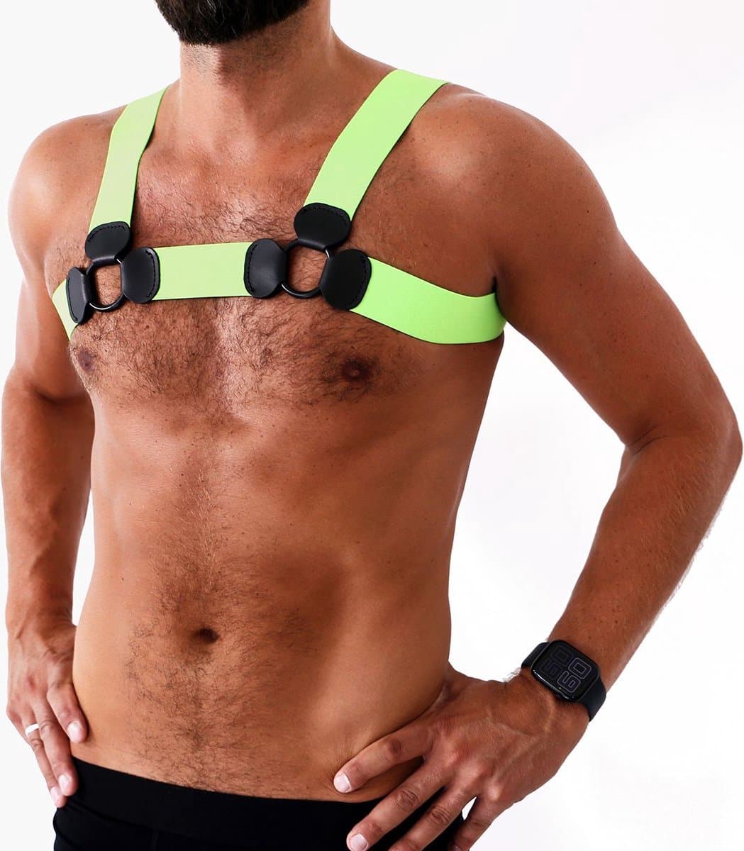 Kiotos - Elastisch Borstharnas - Tuigje - Riemenbody - Neon - Maat S/M — afbeelding 1