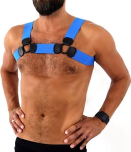 Kiotos - Elastisch Borstharnas - Tuigje - Riemenbody - Blauw - Maat S/M — thumbnail 1