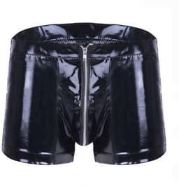 PU Lederen porno korte broek - Boxershort - Open kruis - Latex look - Glanzend — thumbnail 4