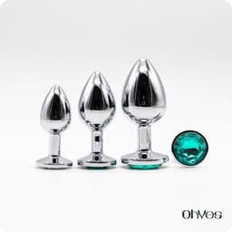 Metalen Buttplugs voor mannen en vrouwen - Buttplug Set 3-Delig - Anal & Butt Plug - Groen — thumbnail 3